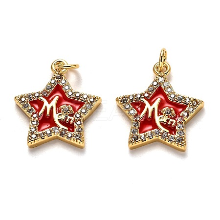 Brass Clear Cubic Zirconia Pendants KK-B028-05G-A-1