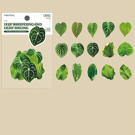 Pick Light Plant Copper Plate Sticker Leaf Language Light Song Series Natural Hand Account Material DIY 30 Pieces 8 Options PW-WG01F30-05-1