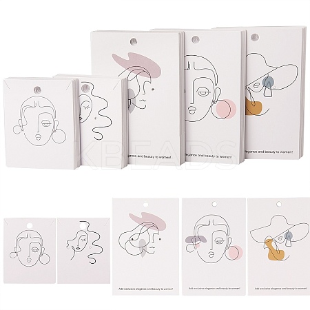 100Pcs 5 Style Cardboard Jewelry Display Cards CDIS-SZ0001-20-1