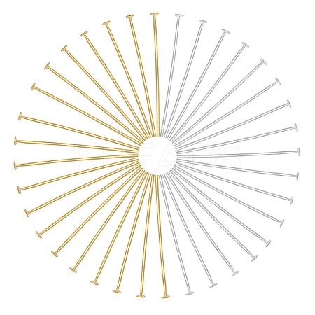 500Pcs 2 Colors Brass Flat Head Pins KK-SC0005-30B-1