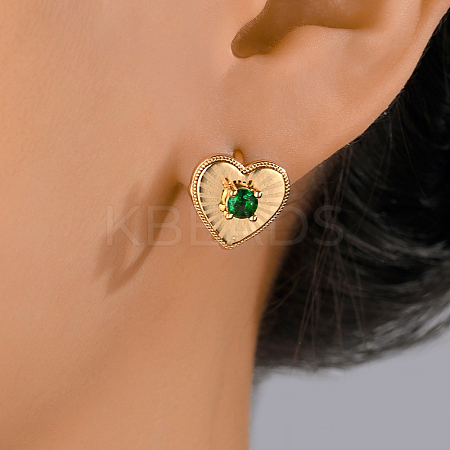 Vintage European Court Heart-shaped Zircon Stud Earrings Party Banquet Accessories. ND2762-2-1