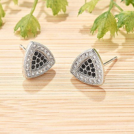 Brass Micro Pave Cubic Zirconia Stud Earrings for Women EJEW-G428-11P-03-1