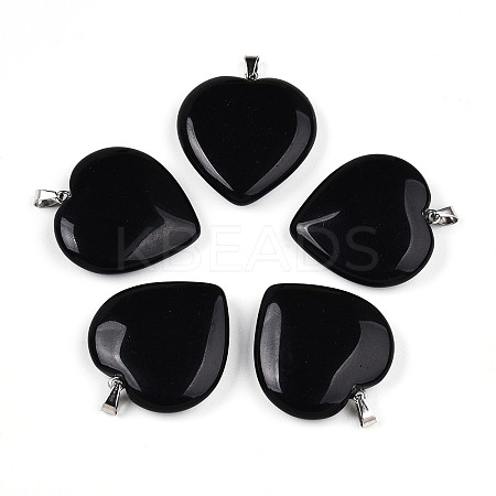 Natural Obsidian Pendants X-G-S364-006F-1