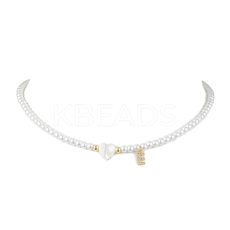 Brass Micro Pave Grade AAA Cubic Zirconia Letter Pendant Necklaces NJEW-JN04771-05-1