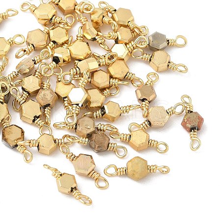 Glass Faceted Hexagon Connector Charms KK-C097-07G-02-1