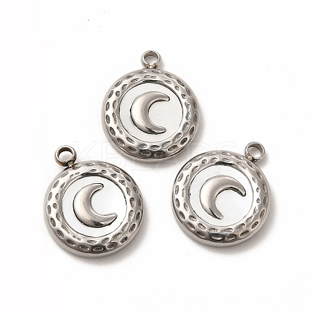 Natural White Shell Flat Round Charms STAS-A076-11P-1