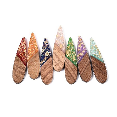 Opaque Resin and Walnut Wood Pendants RESI-T060-07M-1