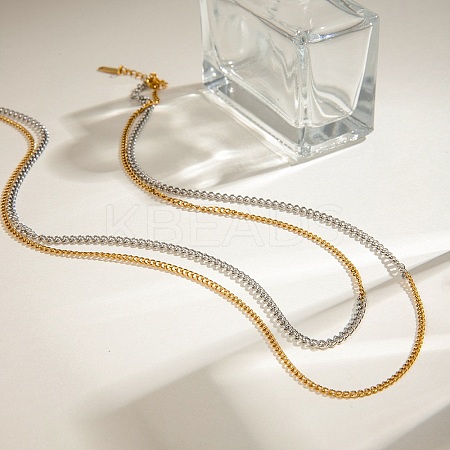 304 Stainless Steel Double Layered Twisted Chain Necklaces for Women NJEW-K288-03GP-1
