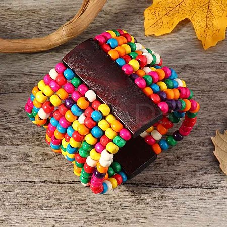 Bohemia & Ethnic Style Wood Stretch Bracelets for Women WG33998-15-1