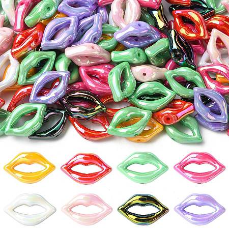 100Pcs UV Plating Opaque Acrylic Beads PACR-CJ0001-50-1
