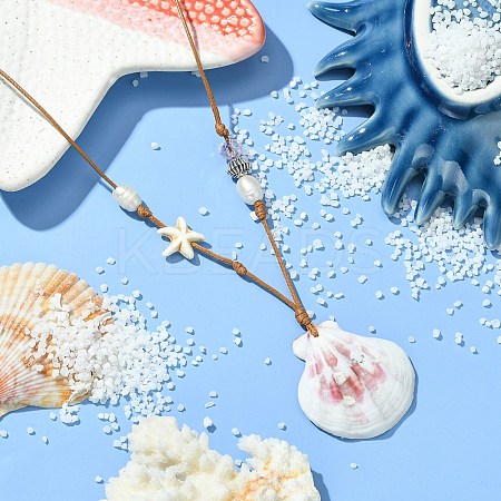 Shell Pendant Necklaces NJEW-TA00179-01-1
