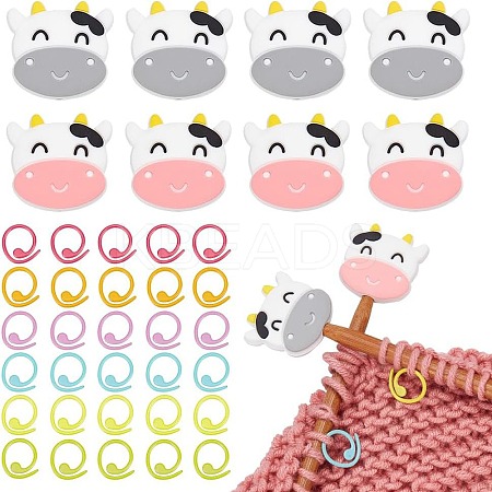 Cow Silicone Knitting Needle Point Protectors DIY-NB0010-96-1