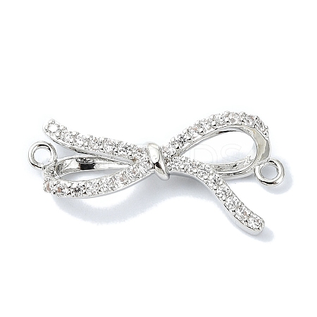 Rack Plating Brass Pave Clear Cubic Zirconia Bowknot Links KK-M282-30P-1