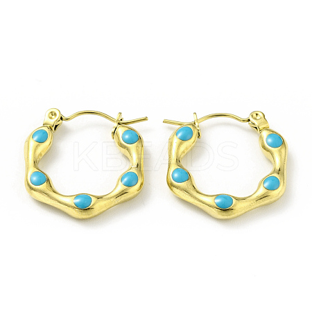 Ion Plating(IP) 304 Stainless Steel Hexagon Hoop Earrings with Enamel for Women EJEW-G293-17B-G-1