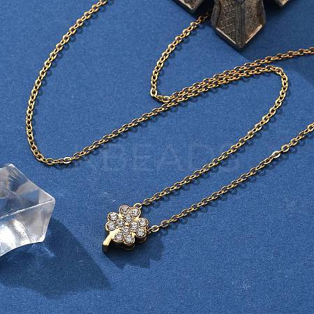 304 Stainless Steel Crystal Rhinestone Pendant Cable Chain Necklaces for Women LS-NJEW-C062-01C-G-1