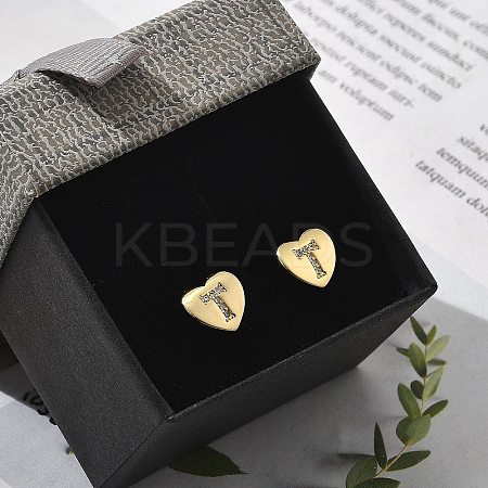 Rack Plating Brass Micro Pave Clear Cubic Zirconia Stud Earrings EJEW-K299-01G-T-1