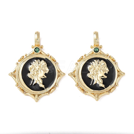Brass Micro Pave Cubic Zirconia Pendants KK-C143-30G-1