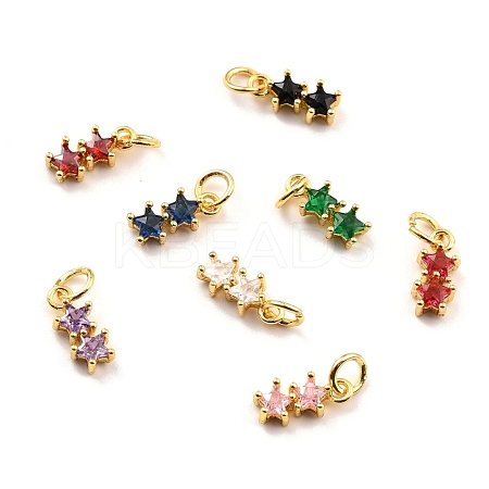 Brass Cubic Zirconia Charms KK-A156-14G-RS-1