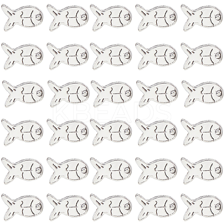 100Pcs Tibetan Style Fish Alloy Beads TIBEB-SC0001-34-1