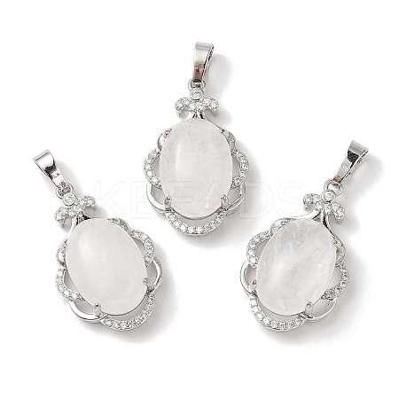 Natural Quartz Crystal Oval Pendants G-NH0025-15P-23-1