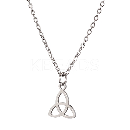 Non-Tarnish Trinity Knot/Triquetra 304 Stainless Steel Pendant Necklaces NJEW-JN04882-02-1