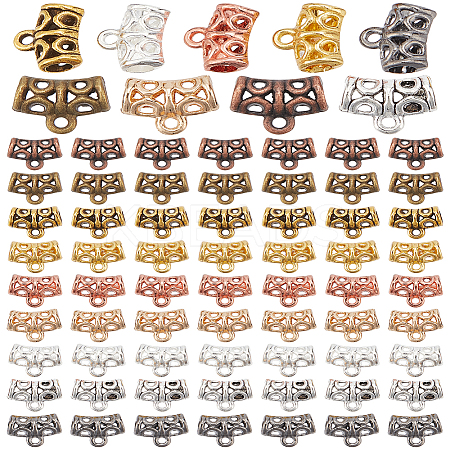 72Pcs 9 Colors Tibetan Style Zinc Alloy Tube Bails FIND-LP0002-62-1
