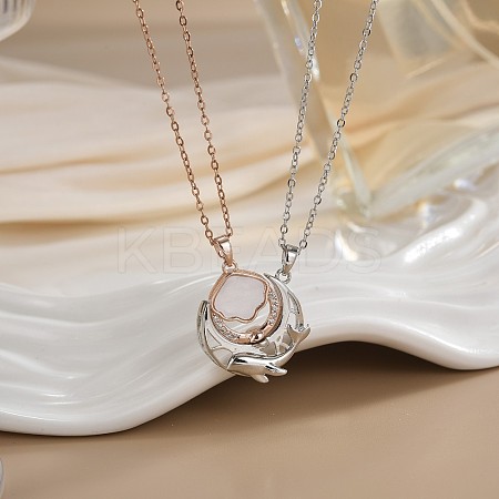 2Pcs Brass with Resin Magnetic Pendant Necklaces with 304 Stainless Steel Cable Chain WG04DA7-02-1