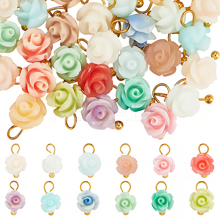 60Pcs Dyed Synthetic Coral Flower Charms PALLOY-BM00009-1
