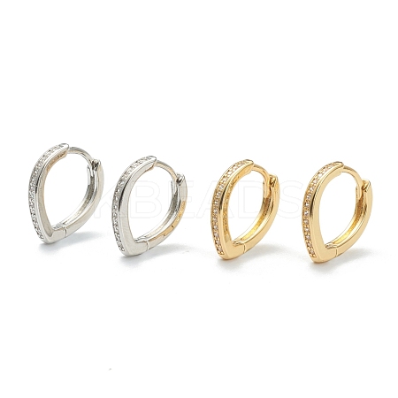Brass Micro Pave Clear Cubic Zirconia Huggie Hoop Earrings EJEW-A058-26-1