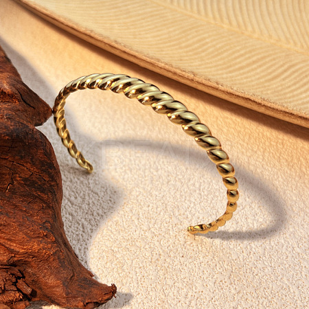 Croissant 304 Stainless Steel Cuff Bangles for Women LS-BJEW-S171-01C-G-1