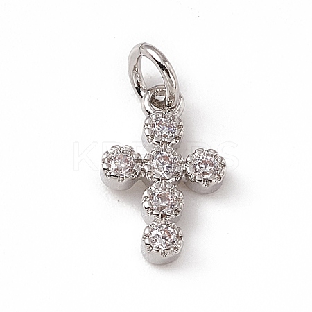 Brass Micro Pave Clear Cubic Zirconia Charms ZIRC-F132-63P-1