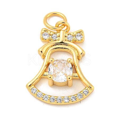 Rack Plating Brass Micro Pave Clear Cubic Zirconia Pendants KK-B093-24G-1
