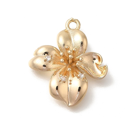 Flower Rack Plating Brass Micro Pave Cubic Zirconia Pendants KK-S399-04B-1