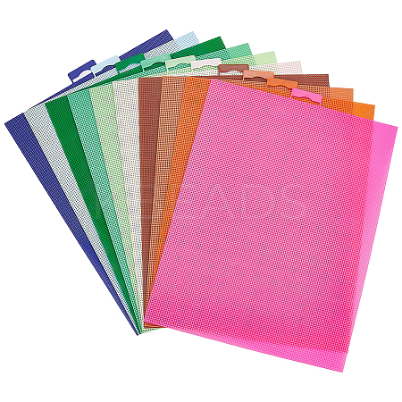 10Pcs 10 Colors Plastic Canvas Sheets for Embroidery DIY-AR0004-72-1