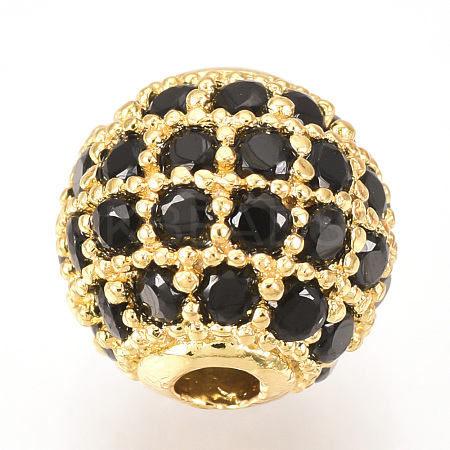 Brass Micro Pave Cubic Zirconia Beads ZIRC-Q013-10mm-143G-1