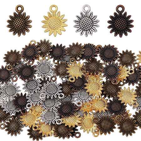 80Pcs 4 Colors Tibetan Style Alloy Pendants FIND-SZ0001-84-1