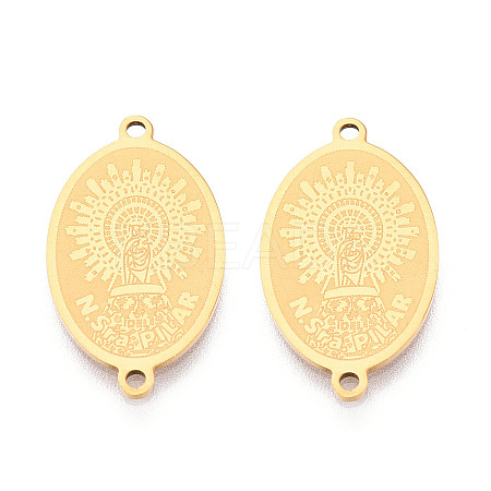 Religion 201 Stainless Steel Oval with Virgin Links Connector Charms STAS-T073-53C-G-1