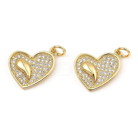 Rack Plating Brass Micro Pave Clear Cubic Zirconia Pendants KK-M253-02G-1