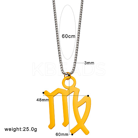 Punk Style 304 Stainless Steel Twelve Constellations Pendant Necklaces with Stainless Steel Tone Box Chains WGE8D8E-12-1