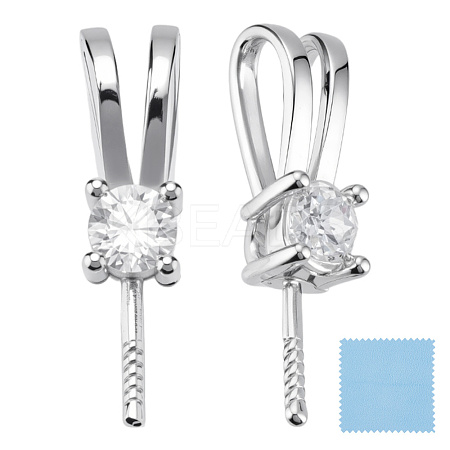 2Pcs 925 Sterling Silver Micro Pave Cubic Zirconia Peg Bails STER-HY0001-19-1