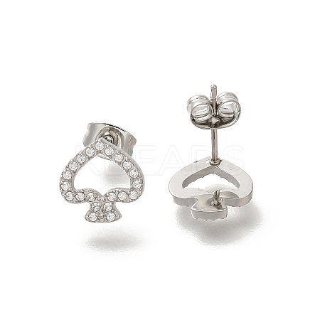 304 Stainless Steel Micro Pave Clear Cubic Zirconia Stud Earrings EJEW-H018-02P-02-1
