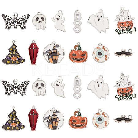 24Pcs 12 Styles Halloween Alloy Enamel Pendant ENAM-SC0003-38-1