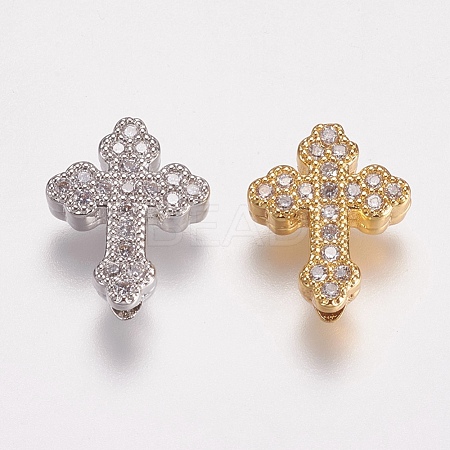 Brass Micro Pave Cubic Zirconia Beads ZIRC-E143-23-1