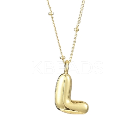 1Pc Initial Letter Brass Pendant Necklaces NJEW-YW0001-24L-1
