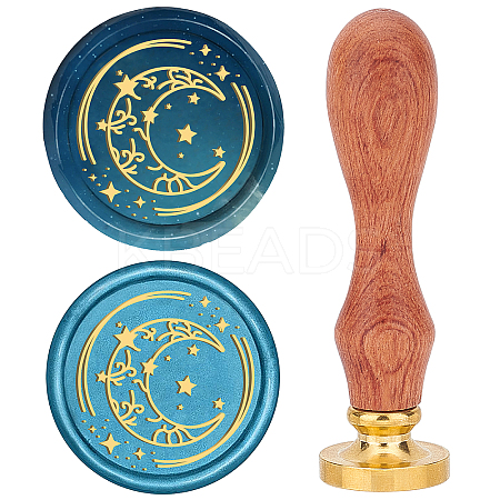 Brass Wax Seal Stamps with Wood Handle AJEW-WH0412-0086-1