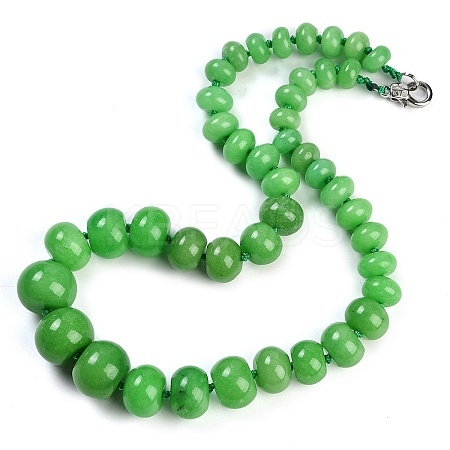 Dyed Natural Malaysia Jade Rondelle Graduated Beaded Necklaces for Women Men NJEW-K388-02I-1