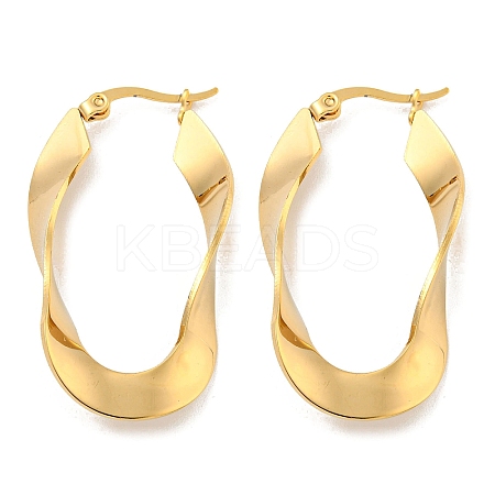 202 Stainless Steel Irregular Oval Hoop Earring EJEW-H003-10G-1