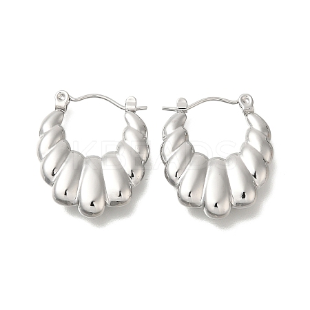 304 Stainless Steel Croissant Oval Hoop Earrings for Women EJEW-S227-68P-1