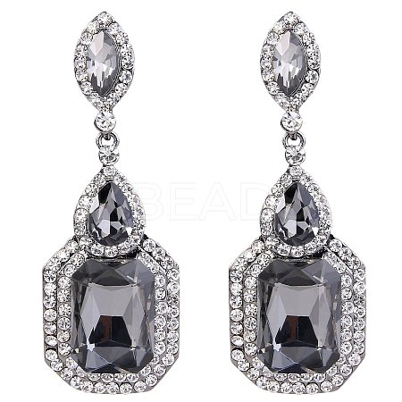 Brass Rhinestone Dangle Stud Earrings FS-WG9D6B6-11-1