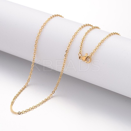 Ion Plating(IP) 304 Stainless Steel Cable Chain Necklaces NJEW-H445-16G-1